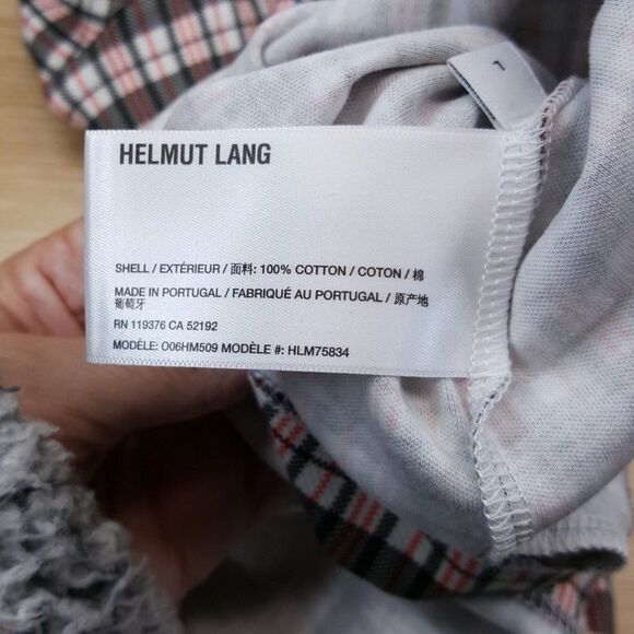 HELMUT LANG Shirt Mens Large Red Black Digital Check Logo Tee T-Shirt $225 - Picture 6 of 9